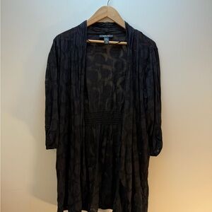 Style & Co. Sheer Black Textured Long Cardigan